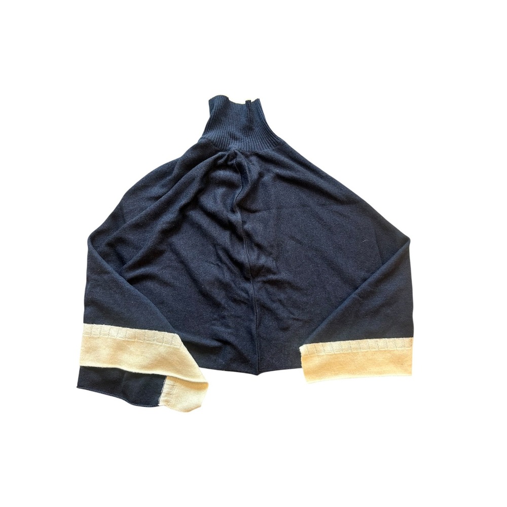 Paul & Shark Navy Blue Alpaca Merino Wool Turtleneck Poncho Cape Italy Large